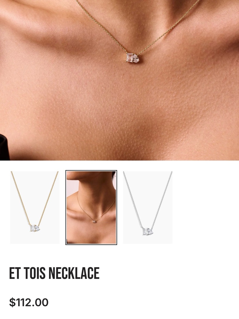 ET TOIS Gold Crystal Necklace - Gold